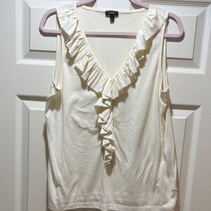 Talbots Cream Sleeveless Ruffle Blouse